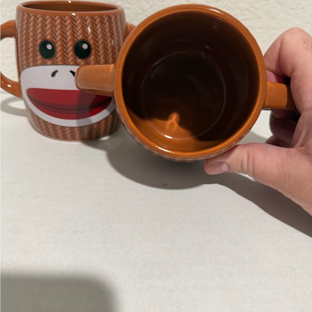 Sock Monkey Ceramic Two‎ Handle-Two Sided Coffee Mug Galerie, set of 2 #A116 - Picture 3 of 5